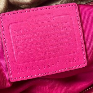 Coach Horse & Carriage SZ OS Logo Satchel Handbag F14481 Gold and Pink